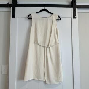 HALSTON Ivory‎ Drape Faux Wrap Dress Size 6